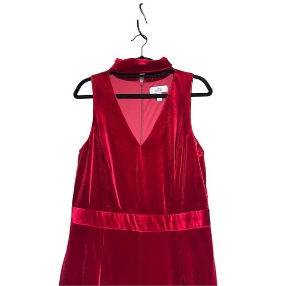 Badgley Mischka Belle Red Velvet Holiday  Romper Jumpsuit Size 12 - Picture 2 of 5